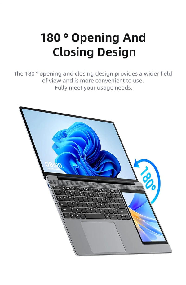 Planet Gates 15.6"+7" Dual Screen Laptop Intel Celeron N100 32GB 16GB DDR4 RGB Backlit Keyboard Computer Notebook Laptops Touch Screen