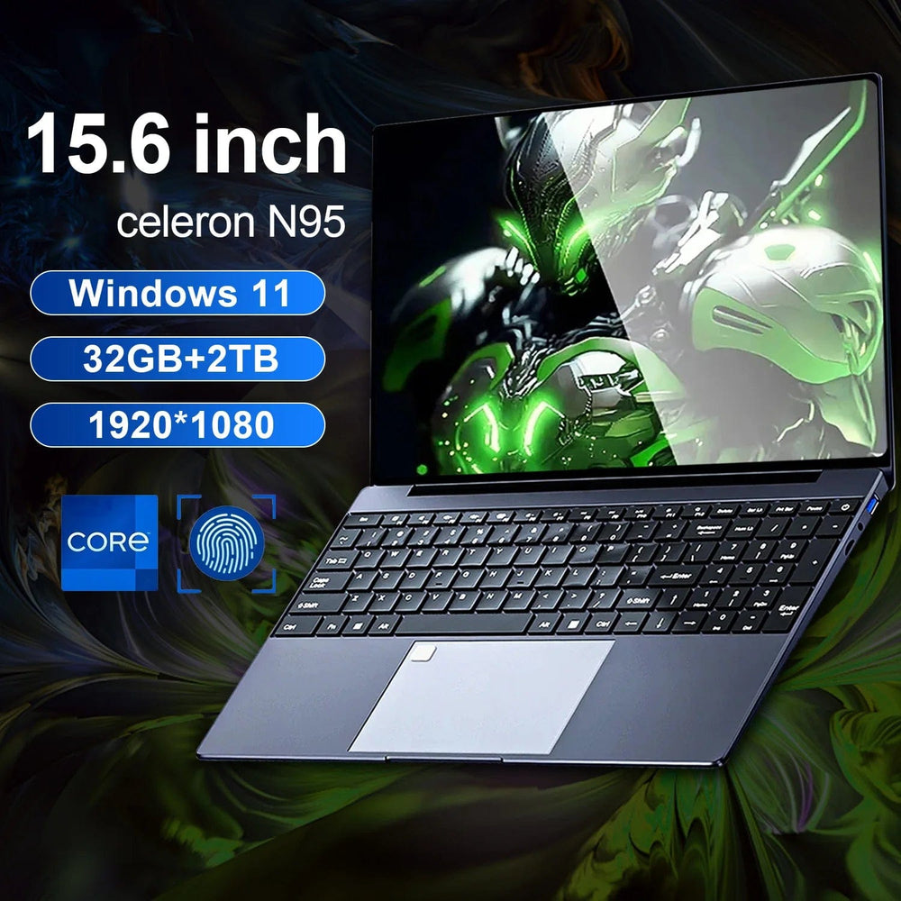 Planet Gates 15.6 Inch Laptop 32GB Ram 2TB SSD Windows 11 Notebook Pc Gamer Intel N5095 Office Computer with Backlit Fingerprint Wifi Camera