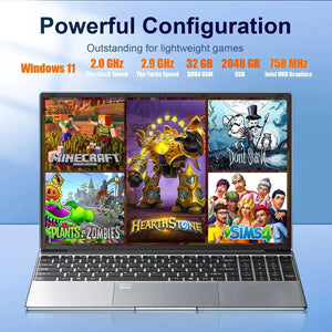 Planet Gates 15.6 Inch Laptop 32GB Ram 2TB SSD Windows 11 Notebook Pc Gamer Intel N5095 Office Computer with Backlit Fingerprint Wifi Camera