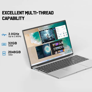Planet Gates 15.6 Inch Laptop 32GB Ram 2TB SSD Windows 11 Notebook Pc Gamer Intel N5095 Office Computer with Backlit Fingerprint Wifi Camera
