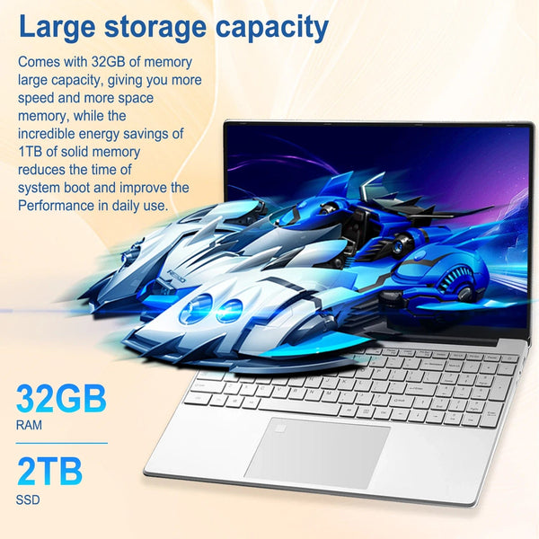Planet Gates 15.6 Inch Laptop 32GB Ram 2TB SSD Windows 11 Notebook Pc Gamer N5095 Office Computer with Backlit Fingerprint Wifi Camera