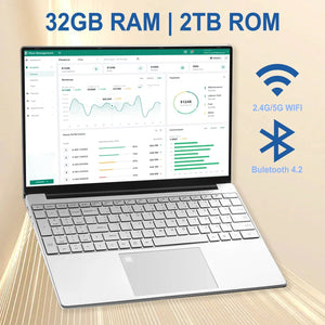 Planet Gates 15.6 Inch Laptop 32GB Ram 2TB SSD Windows 11 Notebook Pc Gamer N5095 Office Computer with Backlit Fingerprint Wifi Camera