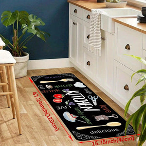 Planet Gates 15.75*47.24in/40*120cm 1pc, Stain Resistant Kitchen Rug, Anti-slip Absorbent Memory Foam Mat, Waterproof Soft Cushioned Anti-Fatigue Rug, Runner Rug, Throw Rug For Living Room Bedroom, Quick Dry Machine Washable