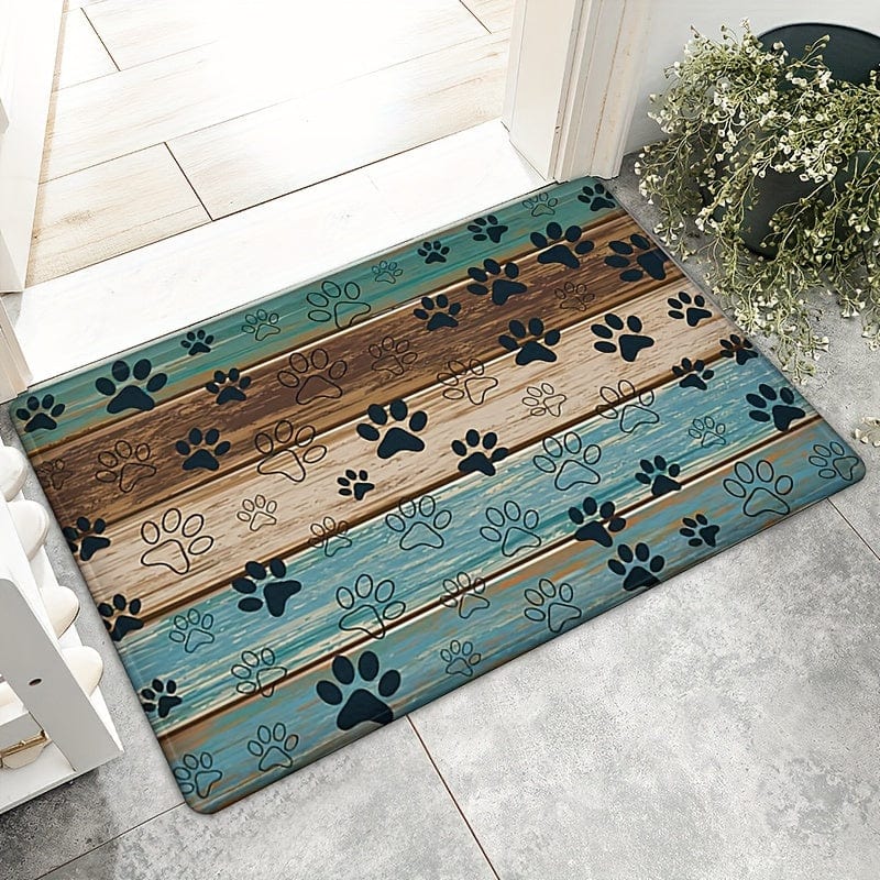 Planet Gates 15.7in*23.6in/40cm*60cm 1pc, Animal Paws Pattern Floor Mat, Flannel Modern Kitchen Rug, Indoor Carpet, Non-Slip Kitchen Mat, For Home Decor, Room Decor