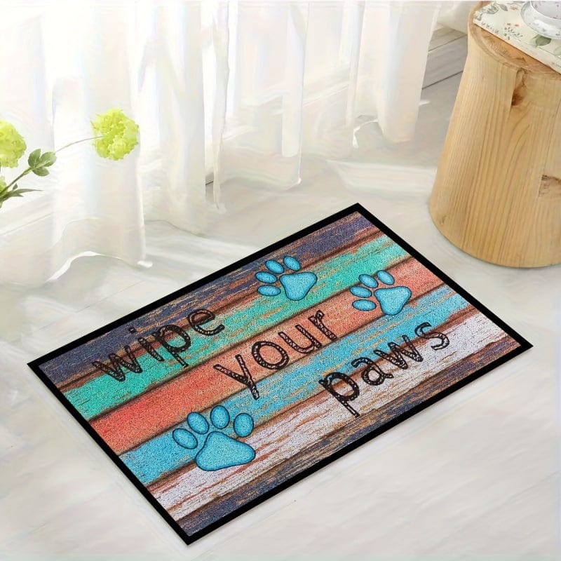 Planet Gates 19.68x31.49in/50x80cm 1pc Vintage Paw Print Welcome Doormat, Dirt Resistant Anti-slip Floor Area Rug, Machine Washable, Absorbent Bath Mat, Suitable For Living Room Bedroom Bathroom Kitchen, Home Decor, Room Decor