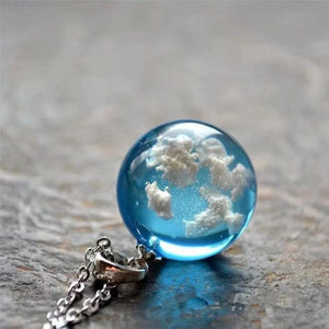 Planet Gates 15 Chic Transparent Noctilucent Resin Rould Ball White Cloud Eagle Pendant Necklace Blue Sky Moon Choker Jewelry Women Gift