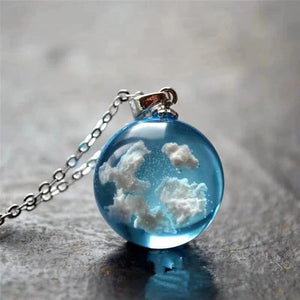 Planet Gates 15 Chic Transparent Noctilucent Resin Rould Ball White Cloud Eagle Pendant Necklace Blue Sky Moon Choker Jewelry Women Gift