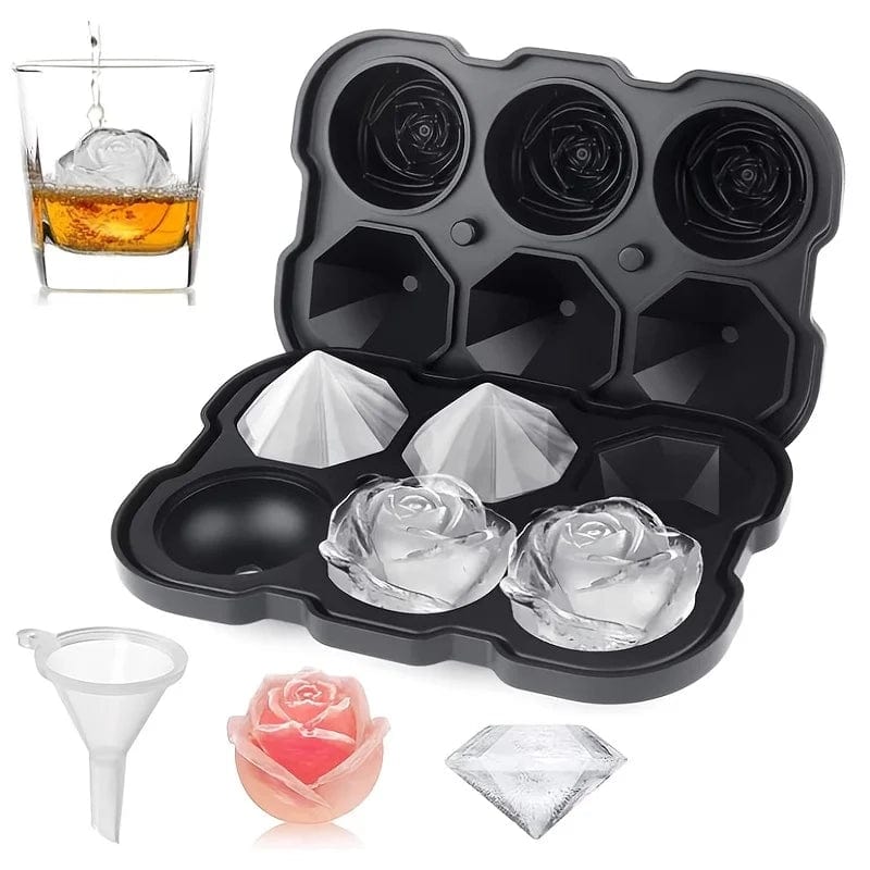 Planet Gates 15 grid Cube Diamond Rose Shaped Ice Cube Mould Food Grade Silicone Square Round Ice Cube Maker Tray High Quality Mold For Bar Making Drinks