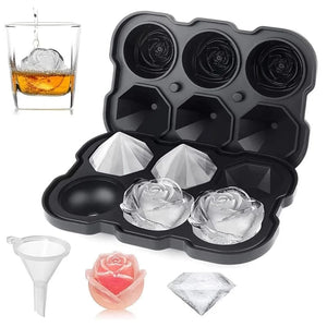 Planet Gates 15 grid Cube Diamond Rose Shaped Ice Cube Mould Food Grade Silicone Square Round Ice Cube Maker Tray High Quality Mold For Bar Making Drinks