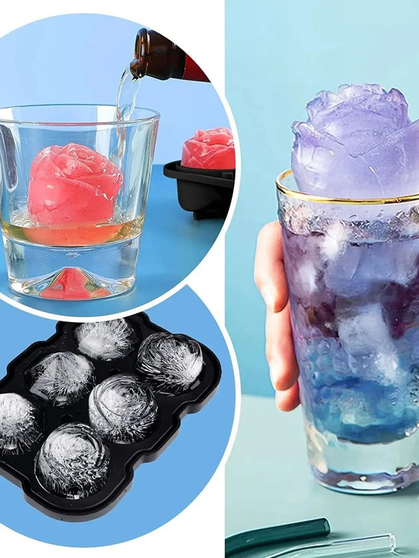 Planet Gates 15 grid Cube Diamond Rose Shaped Ice Cube Mould Food Grade Silicone Square Round Ice Cube Maker Tray High Quality Mold For Bar Making Drinks
