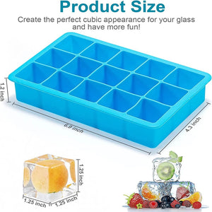 Planet Gates 15 Grid Silicone Ice Cube Mold Big Square Ice Cube Tray Mold Ice Cube Maker Non-toxic Durable Bar Pub Wine Ice Blocks Maker