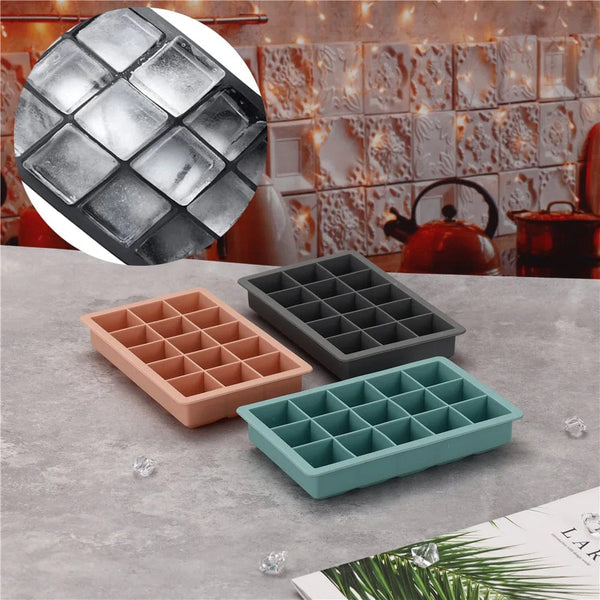 Planet Gates 15 Grid Silicone Ice Cube Mold Big Square Ice Cube Tray Mold Ice Cube Maker Non-toxic Durable Bar Pub Wine Ice Blocks Maker