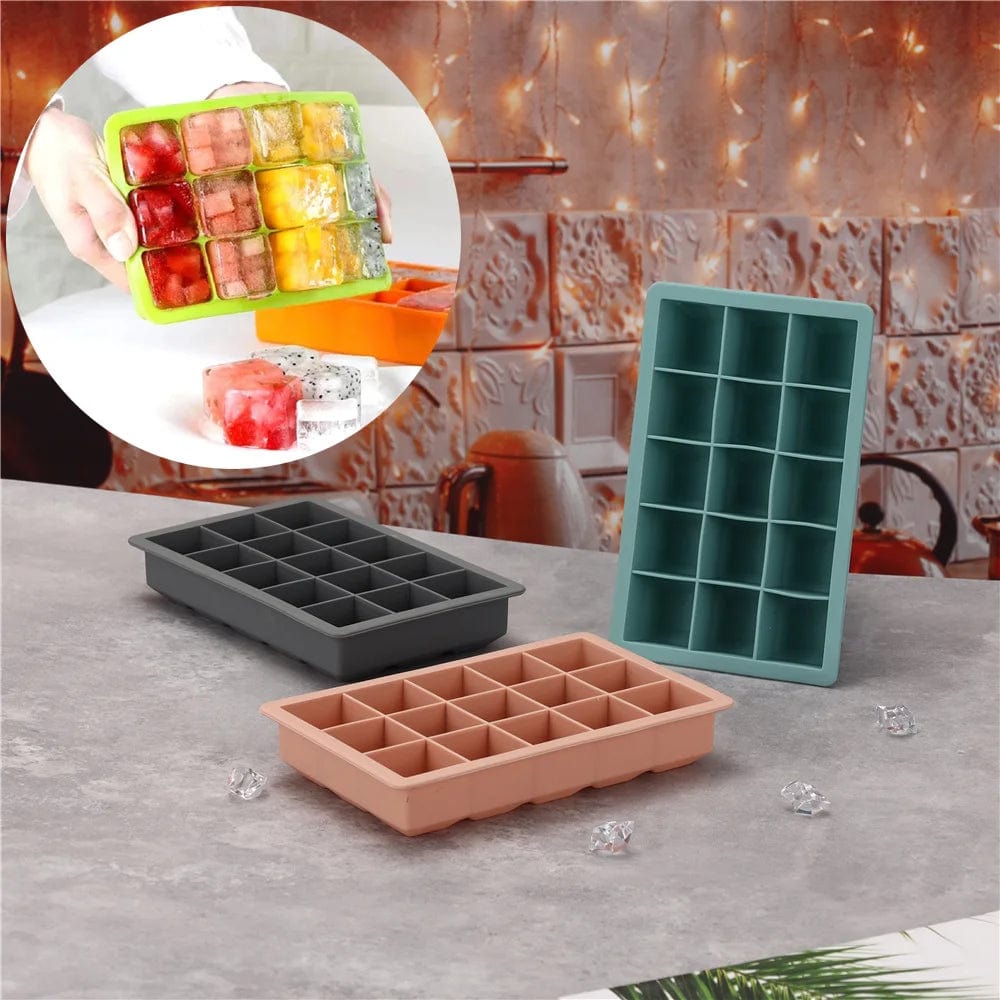 Planet Gates 15 Grid Silicone Ice Cube Mold Big Square Ice Cube Tray Mold Ice Cube Maker Non-toxic Durable Bar Pub Wine Ice Blocks Maker