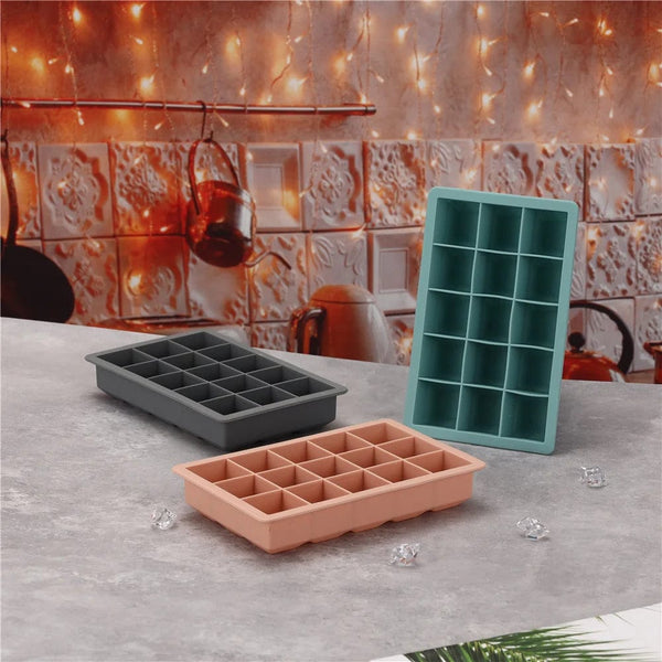 Planet Gates 15 Grid Silicone Ice Cube Mold Big Square Ice Cube Tray Mold Ice Cube Maker Non-toxic Durable Bar Pub Wine Ice Blocks Maker