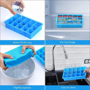 Planet Gates 15 Grid Silicone Ice Cube Mold Big Square Ice Cube Tray Mold Ice Cube Maker Non-toxic Durable Bar Pub Wine Ice Blocks Maker