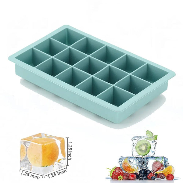 Planet Gates 15 Grid Silicone Ice Cube Mold Big Square Ice Cube Tray Mold Ice Cube Maker Non-toxic Durable Bar Pub Wine Ice Blocks Maker