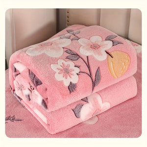 Planet Gates 150*100 1pc Cute Pink Floral Print Flannel Blanket, Air-conditioning Blanket, Nap Blanket, Soft And Comfortable Blanket, Office Camping Travel Home Decoration Blanket, Shawl Blanket Skin-frinedly Casual Sofa Blanket, Multi