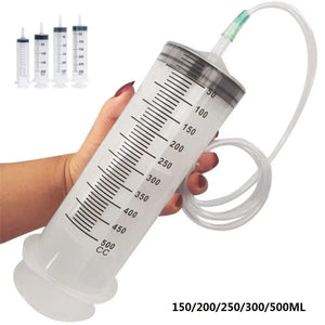 Planet Gates 150/200/250/300/500ml Large Capacity Syringes With 1m Hose Pet Feeding Measuring Pump Hydroponics Nutrient Big Syringe