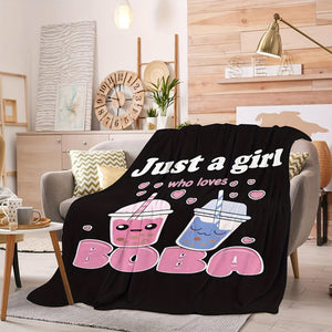 Planet Gates 150*200cm 1pc Anime Blankets, Plush Boba Milk Tea Wool Blankets, Cute Gifts For Girls Who Love Boba, Comfortable Filling, Super Soft And Lightweight Flannel Blankets And Sheets For Beds And Chairs