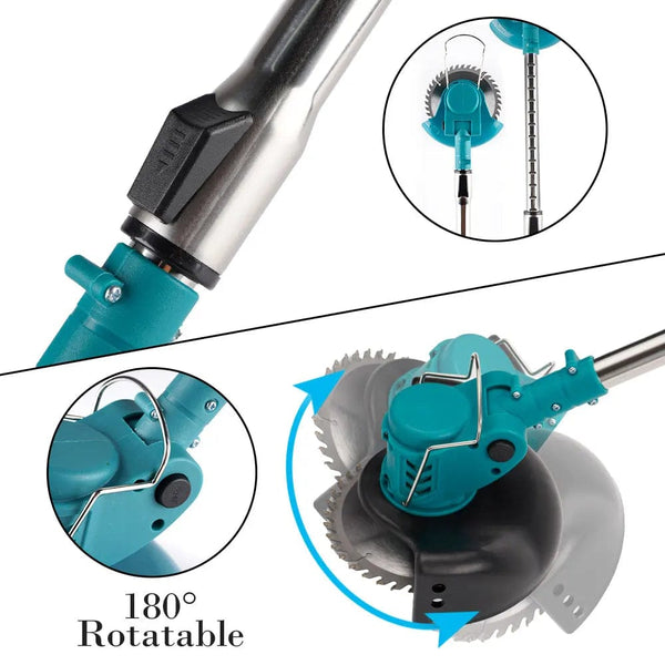 Planet Gates 1500W 7 Inch Cordless Electric Lawn Mower Length Adjustable Handheld Rechargeable Garden Pruning Tools For Makita 18V Battery