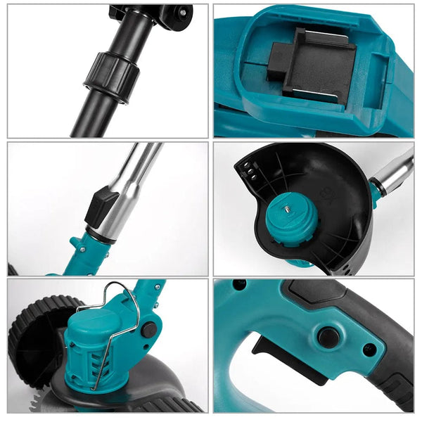 Planet Gates 1500W 7 Inch Cordless Electric Lawn Mower Length Adjustable Handheld Rechargeable Garden Pruning Tools For Makita 18V Battery