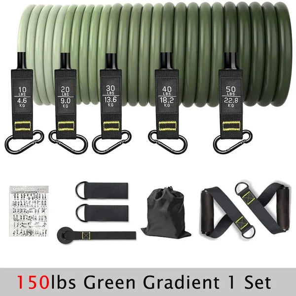 Planet Gates 150lbs Green Resistance Bands Set Tension Pull Rope for Men Women Workout Exercise Bands for Fitness Home Gym Strength Training Equipment