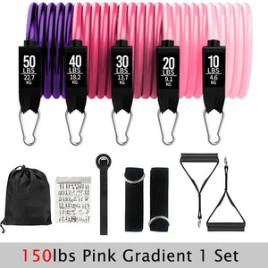 Planet Gates 150lbs Pink Gradient Resistance Bands Set Tension Pull Rope for Men Women Workout Exercise Bands for Fitness Home Gym Strength Training Equipment