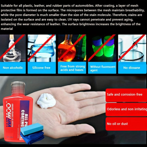 Planet Gates 150ml 150ml Car Plastic Repair Coating Agent, Car Plastic Rubber Exterior Repair Agent, Cleaning Brush Repair Agent, Bright Sealing Brightening Agent