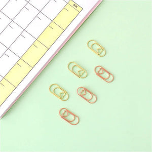 Planet Gates 150PCS 20mm Mini Bookmark Gold Rose Gold Color Heart Clip Bookmark Metal Paper Clips Binder Clip Office Accessories