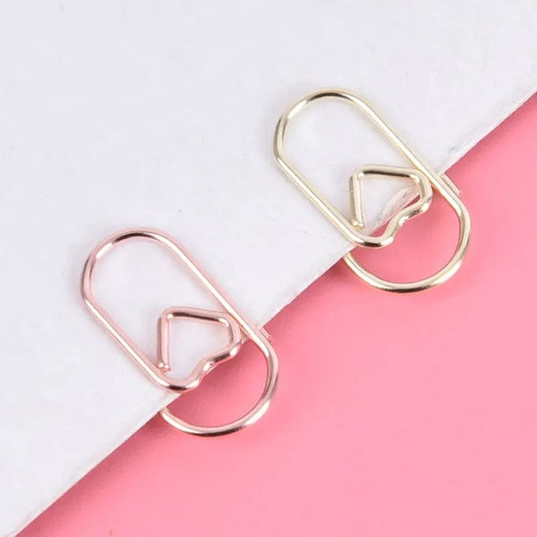 Planet Gates 150PCS 20mm Mini Bookmark Gold Rose Gold Color Heart Clip Bookmark Metal Paper Clips Binder Clip Office Accessories