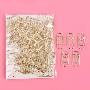 Planet Gates 150PCS 20mm Mini Bookmark Gold Rose Gold Color Heart Clip Bookmark Metal Paper Clips Binder Clip Office Accessories
