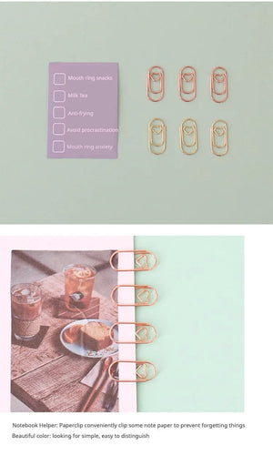 Planet Gates 150PCS 20mm Mini Bookmark Gold Rose Gold Color Heart Clip Bookmark Metal Paper Clips Binder Clip Office Accessories