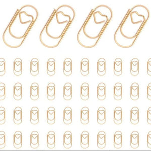 Planet Gates 150PCS golden 150PCS 20mm Mini Bookmark Gold Rose Gold Color Heart Clip Bookmark Metal Paper Clips Binder Clip Office Accessories