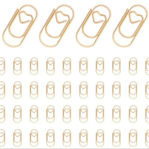 Planet Gates 150PCS golden 150PCS 20mm Mini Bookmark Gold Rose Gold Color Heart Clip Bookmark Metal Paper Clips Binder Clip Office Accessories