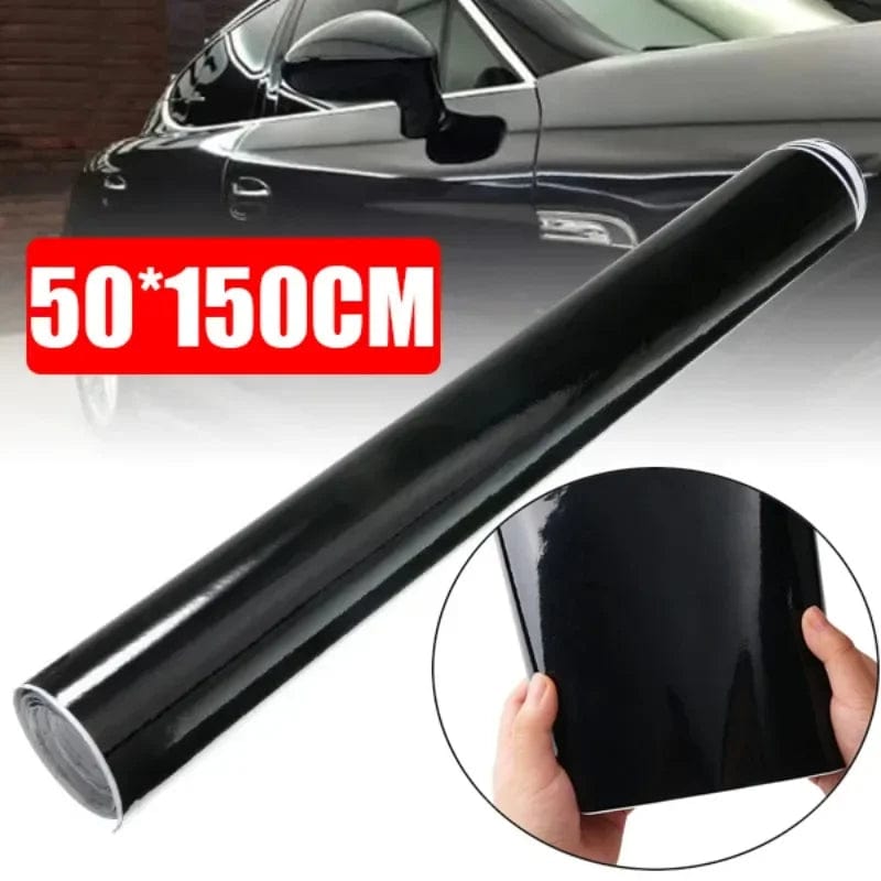 Planet Gates 150X10cm Gloss Black Car Body Film Vinyl Wrap Decals Self Adhesive Sticker Motorcycles Bike Auto Skin Color Changing Films 150*50cm