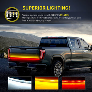 Planet Gates 152.4cm 3-row Tailgate light bar Truck Tailgate Tail Light Bar 152.4cm Inch Triple Row LED Strip Light With Red Brake White Reverse Sequential Amber Turning Signals Lights