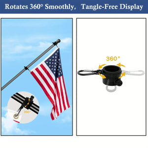 Planet Gates 152.4cm Black 1 Set Black Flagpole Kit For Outside House Stainless Steel Wall Mounted Flag Poles With Bracket & Flag Mounting Rings For Porch Yard Garden Outdoor Residential Or Commercial (NO Flag), 5ft