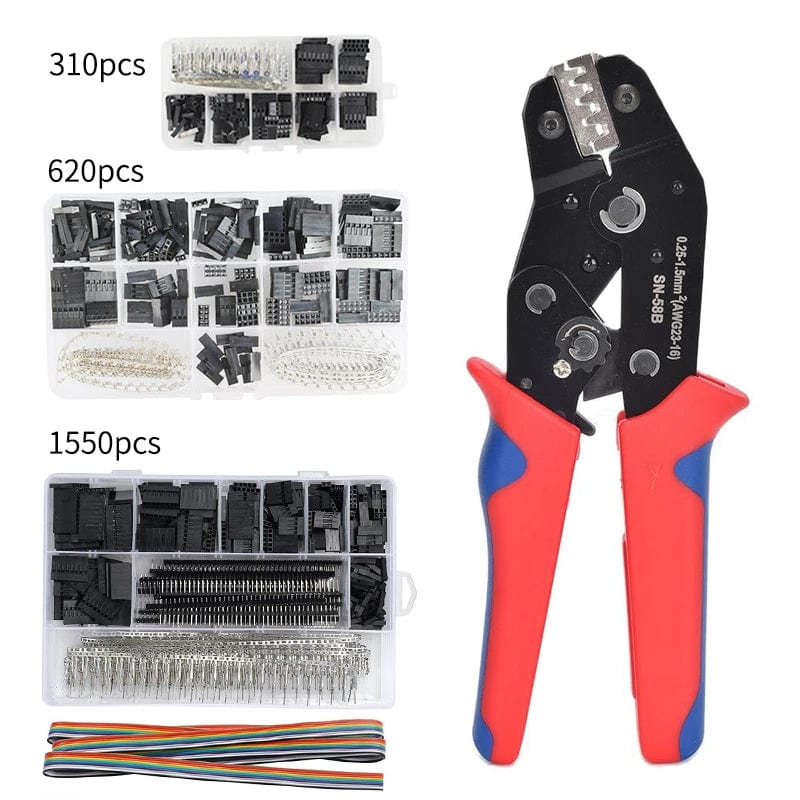 Planet Gates 1550PCS SN-58B 310PCS/620PCS/1550PCS Dupont Crimping Tool Kit Jst Xh Crimper Pliers Terminal Ferrule Crimper Wire Hand Tool Set