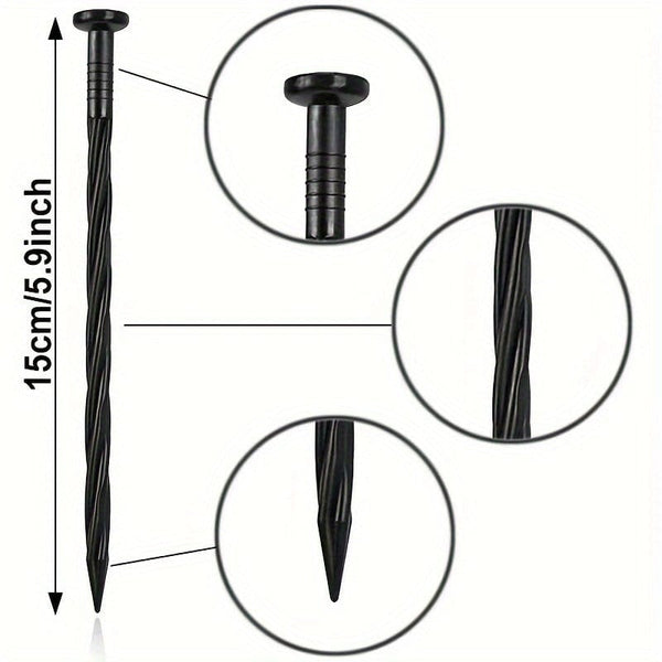 Planet Gates 15CM/5.9inch / 30pcs 30pcs Landscape Edging Nails 30Pcs Plastic Sturdy Landscape Anchoring Spikes Spiral Edging Stakes Multipurpose Landscape Edging Pegs For Garden Tents Landscape Awnings