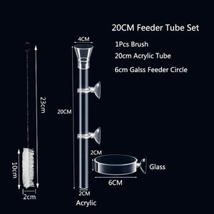 Planet Gates 15cm feeder set Acrylic Aquarium Feeder Tube Dish Transparent Fish Tank Shrimp Snail Shrimp Food Feeder Bowl Aquarium Feeding Accessories
