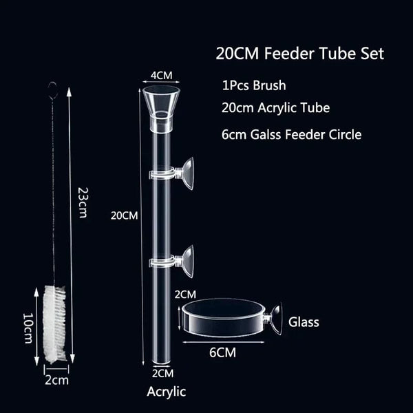 Planet Gates 15cm feeder set Acrylic Aquarium Feeder Tube Dish Transparent Fish Tank Shrimp Snail Shrimp Food Feeder Bowl Aquarium Feeding Accessories
