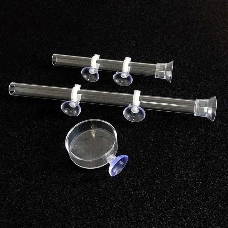 Planet Gates 15cm feeder set Acrylic Aquarium Feeder Tube Dish Transparent Fish Tank Shrimp Snail Shrimp Food Feeder Bowl Aquarium Feeding Accessories
