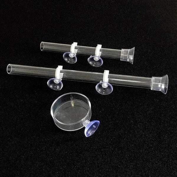 Planet Gates 15cm feeder set Acrylic Aquarium Feeder Tube Dish Transparent Fish Tank Shrimp Snail Shrimp Food Feeder Bowl Aquarium Feeding Accessories