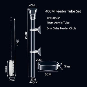 Planet Gates 15cm feeder set Acrylic Aquarium Feeder Tube Dish Transparent Fish Tank Shrimp Snail Shrimp Food Feeder Bowl Aquarium Feeding Accessories