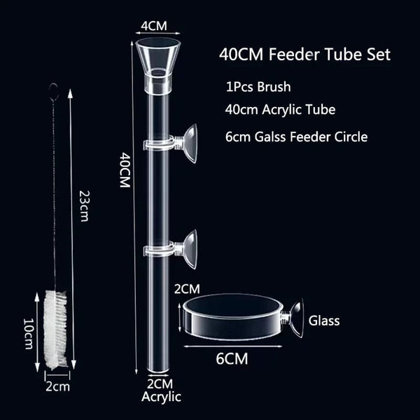 Planet Gates 15cm feeder set Acrylic Aquarium Feeder Tube Dish Transparent Fish Tank Shrimp Snail Shrimp Food Feeder Bowl Aquarium Feeding Accessories