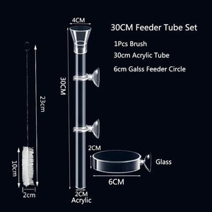 Planet Gates 15cm feeder set Acrylic Aquarium Feeder Tube Dish Transparent Fish Tank Shrimp Snail Shrimp Food Feeder Bowl Aquarium Feeding Accessories