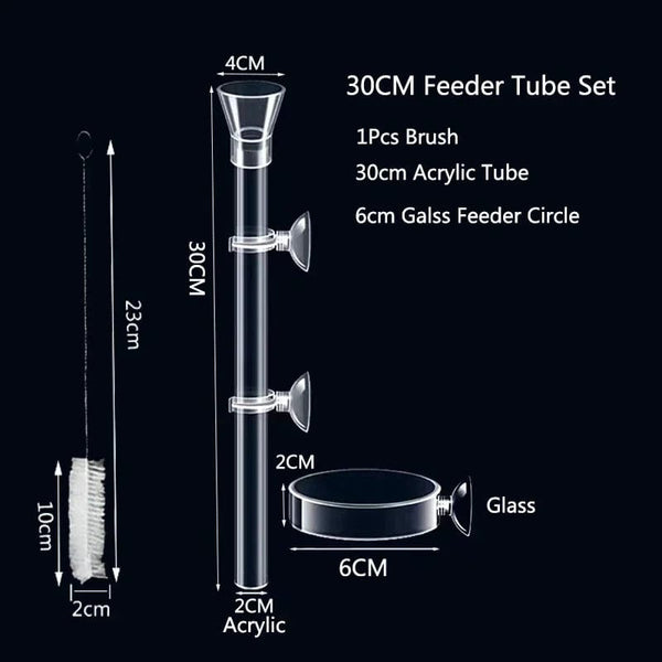 Planet Gates 15cm feeder set Acrylic Aquarium Feeder Tube Dish Transparent Fish Tank Shrimp Snail Shrimp Food Feeder Bowl Aquarium Feeding Accessories