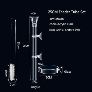 Planet Gates 15cm feeder set Acrylic Aquarium Feeder Tube Dish Transparent Fish Tank Shrimp Snail Shrimp Food Feeder Bowl Aquarium Feeding Accessories