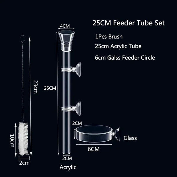 Planet Gates 15cm feeder set Acrylic Aquarium Feeder Tube Dish Transparent Fish Tank Shrimp Snail Shrimp Food Feeder Bowl Aquarium Feeding Accessories
