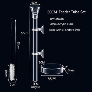 Planet Gates 15cm feeder set Acrylic Aquarium Feeder Tube Dish Transparent Fish Tank Shrimp Snail Shrimp Food Feeder Bowl Aquarium Feeding Accessories